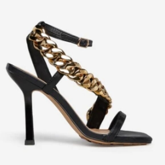 ShoeDazzle  Jarah Heeled Sandal Black Caviar 9 NWT - Picture 2 of 4